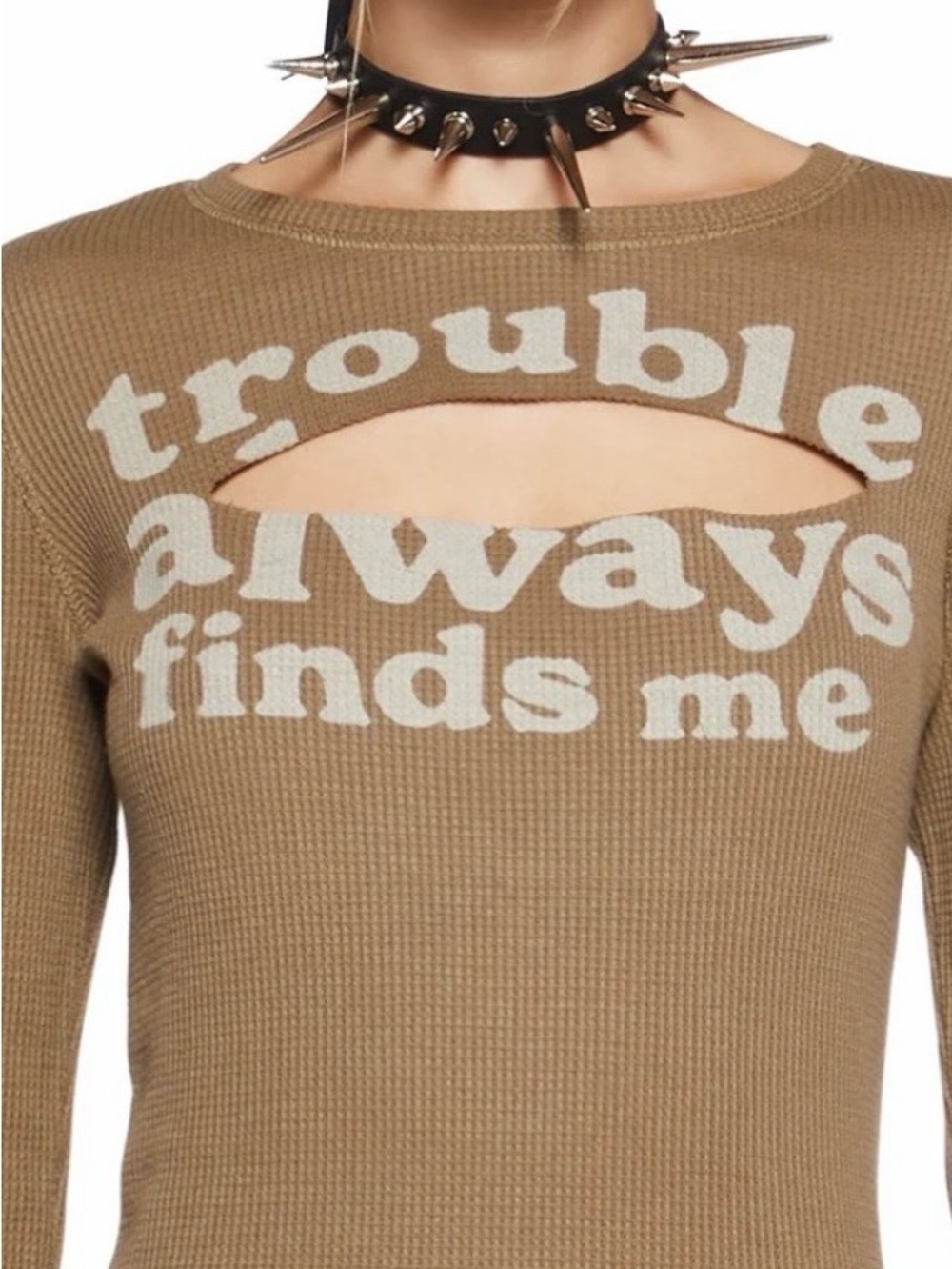DOLLS KILL Current Move Graphic Cutout Long-Sleeve Top